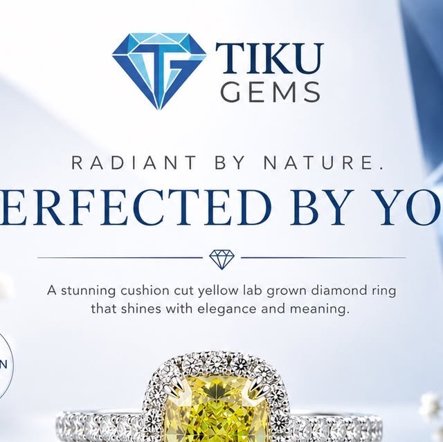 Yellow lab grown diamond halo ring